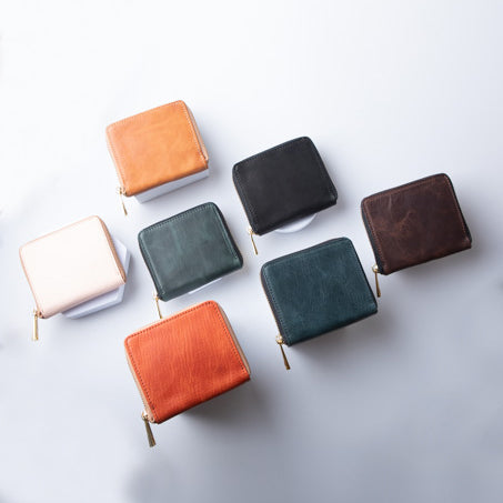 Bifold wallet Round Zipper Himeji Leather JAPAN FACTORY LEAP