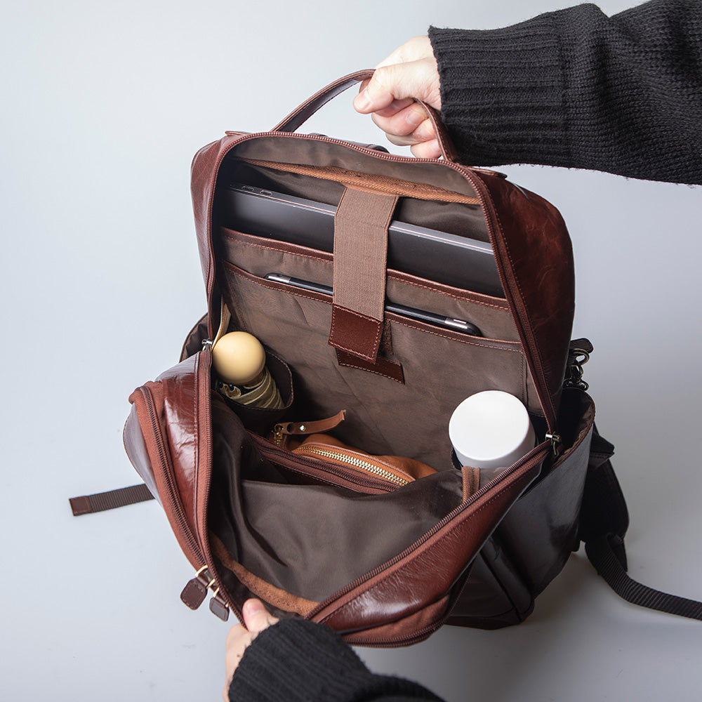 YUTAKURA BP a leather backpack initiated for people with the visual impairments