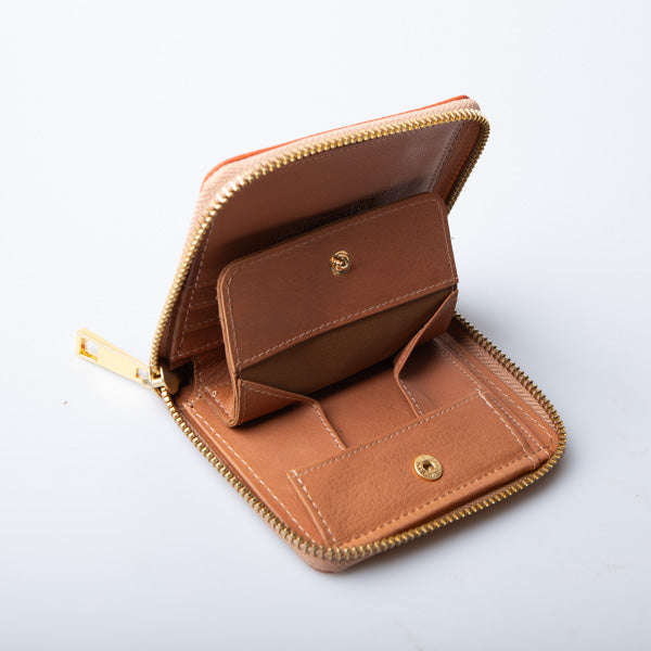 Bifold wallet Round Zipper Himeji Leather JAPAN FACTORY LEAP
