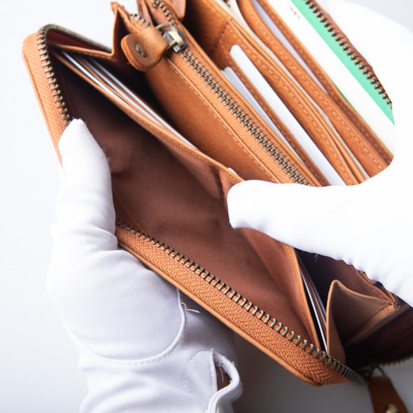 Long wallet  round zipper Genuine Leather Mollis