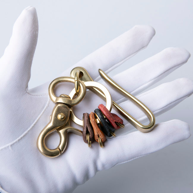 黃銅 栃木皮革 拉桿式扣環 鑰匙圈