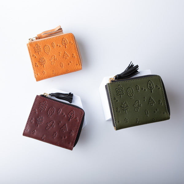 Beauties of nature bifold wallet L-shaped zipper JAPAN FACTORY MANO