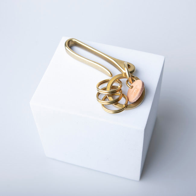 Brass key hook with 3-key rings JAPAN FACTORY